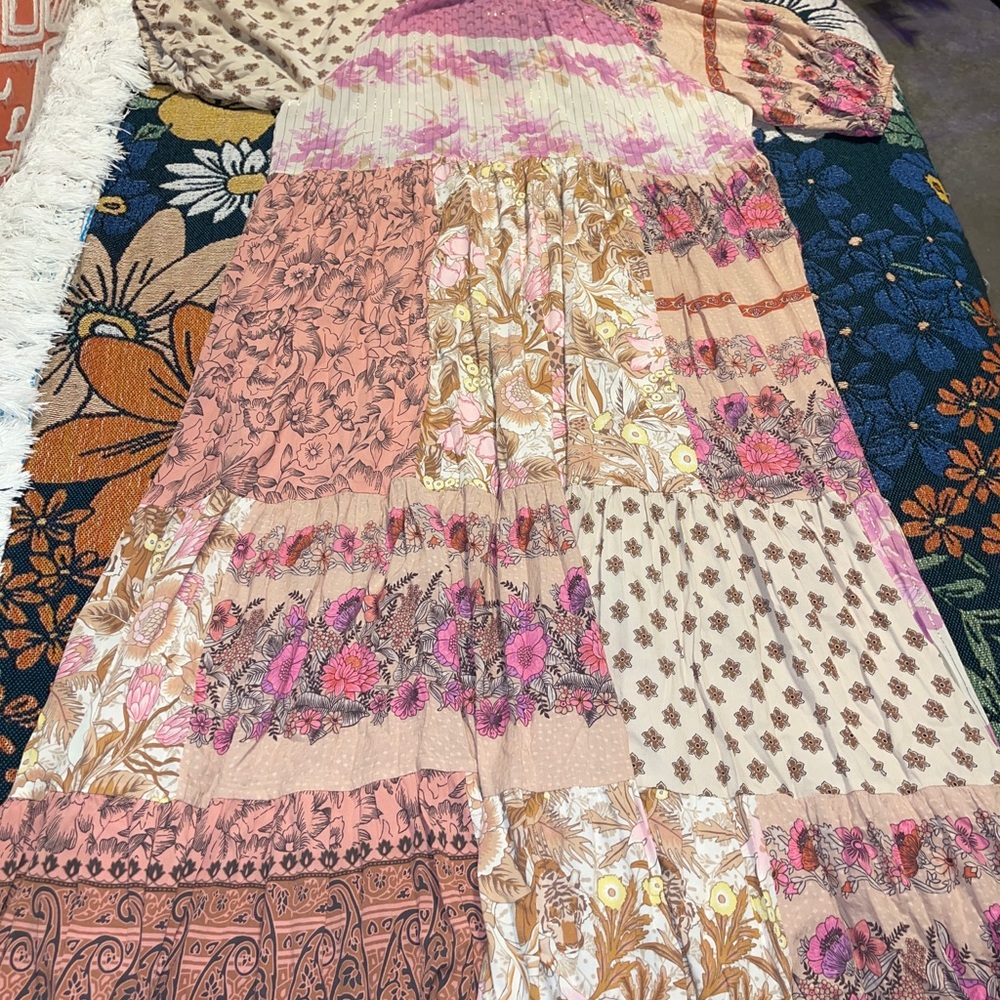 SPELL DESIGNS NWT Renew Patchwork Gown M/L Blush - Picture 8 of 10